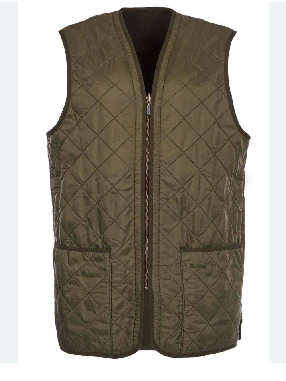 Barbour Men's Quilted Olive Green Zip-Front Vest XS - Gilet